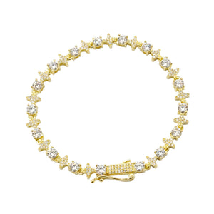 Women's Moissanite Round Stone Star Tennis Bracelet in Yellow Gold Vermeil - 6mm