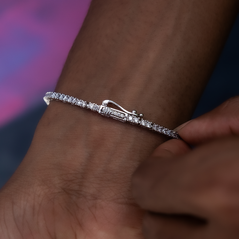 Diamond Tennis Necklace + Bracelet Bundle in White Gold- 2mm