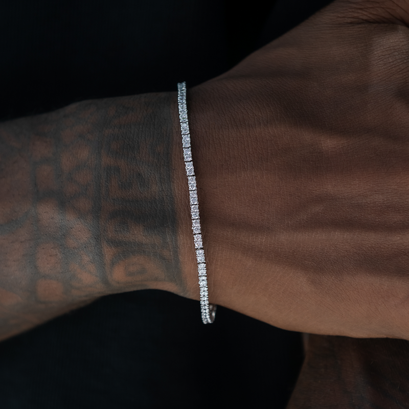 Diamond Tennis Chain + Bracelet Bundle in White Gold- 2mm