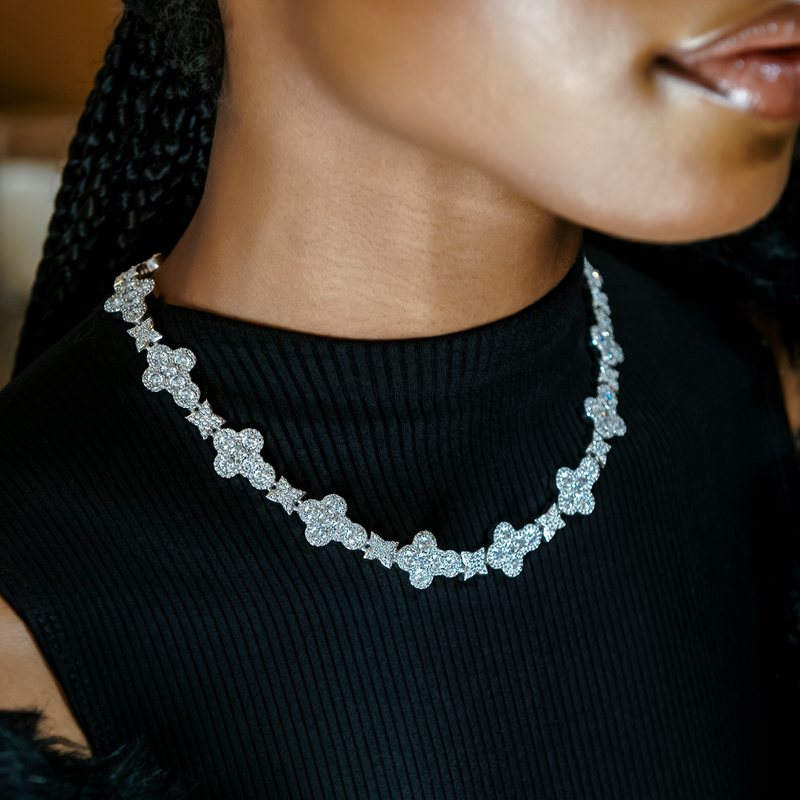 Rounded Cross Pave Star Necklace