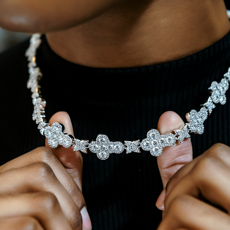Rounded Cross Pave Star Necklace
