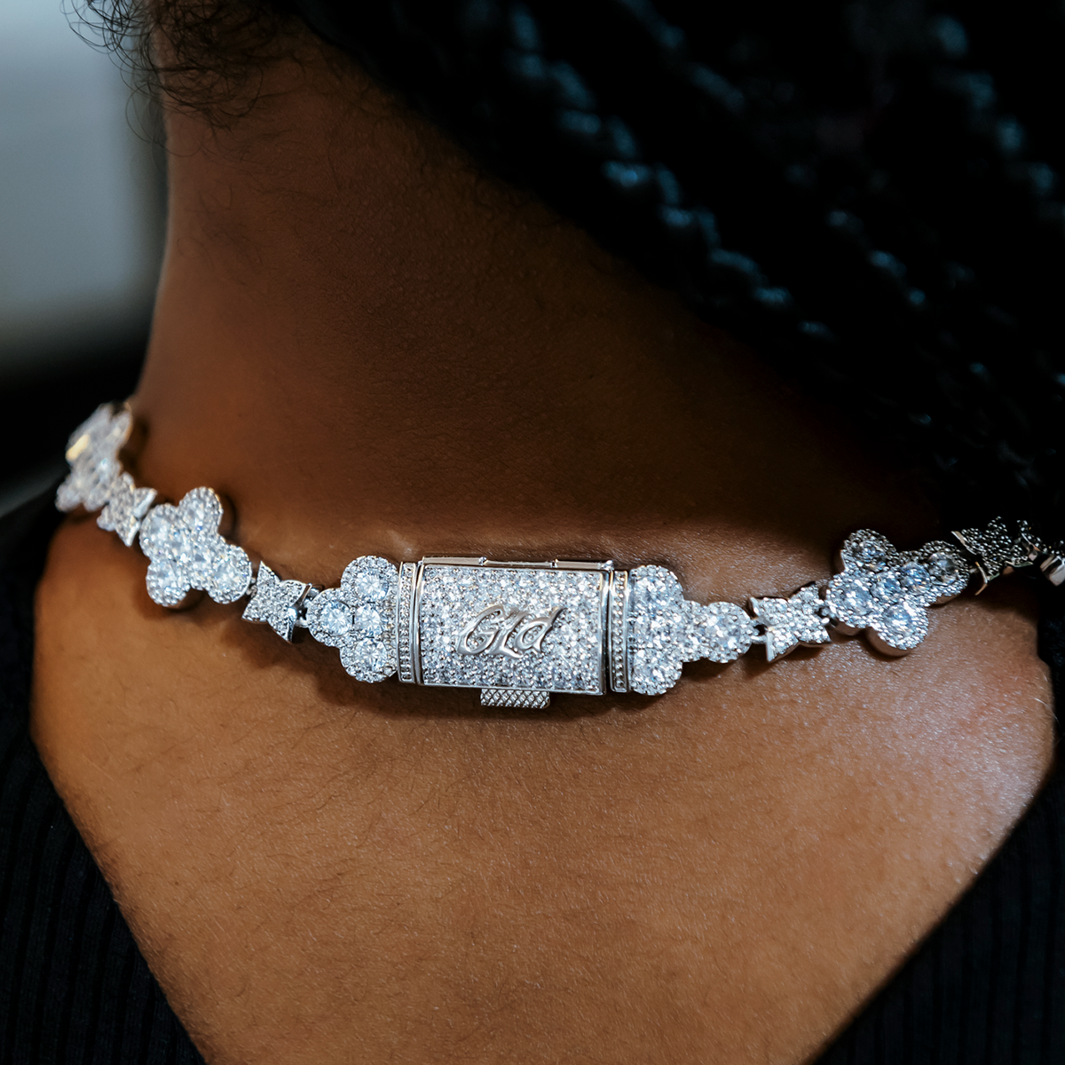 Rounded Cross Pave Star Necklace