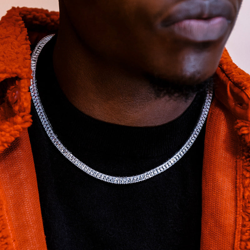 Baguette Evil Eye + Iced Herringbone + Baguette Tennis Chain Bundle