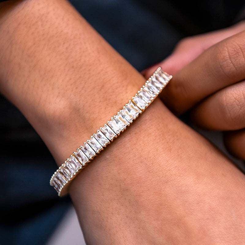 Diamond Baguette Tennis Necklace + Bracelet Bundle in White Gold- 6mm