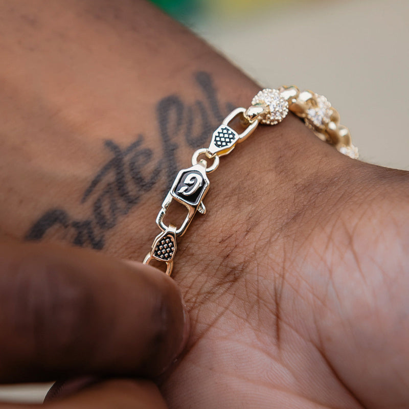 Iced Ball Box Link Chain + Bracelet Bundle in Yellow Gold