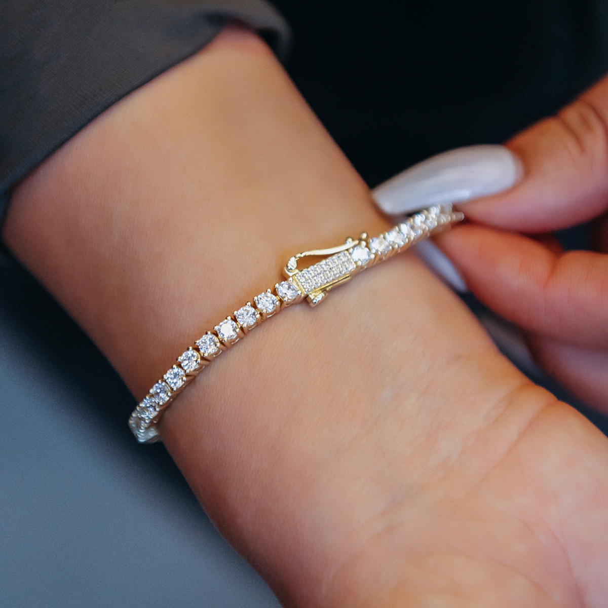 Women's Moissanite Heart Tennis Bracelet in Yellow Gold Vermeil - 3mm