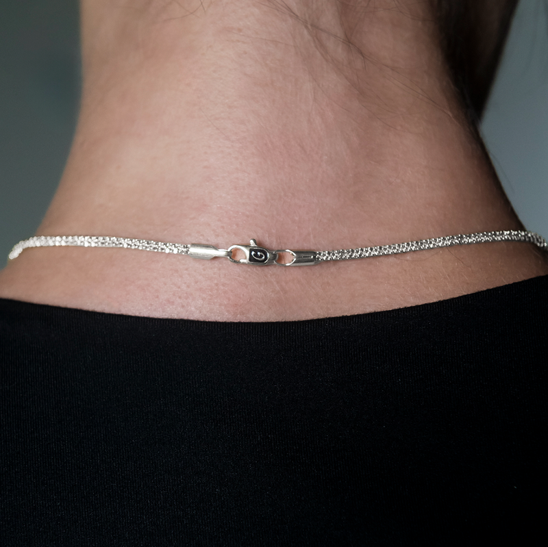Popcorn Necklace in White Gold- 2mm