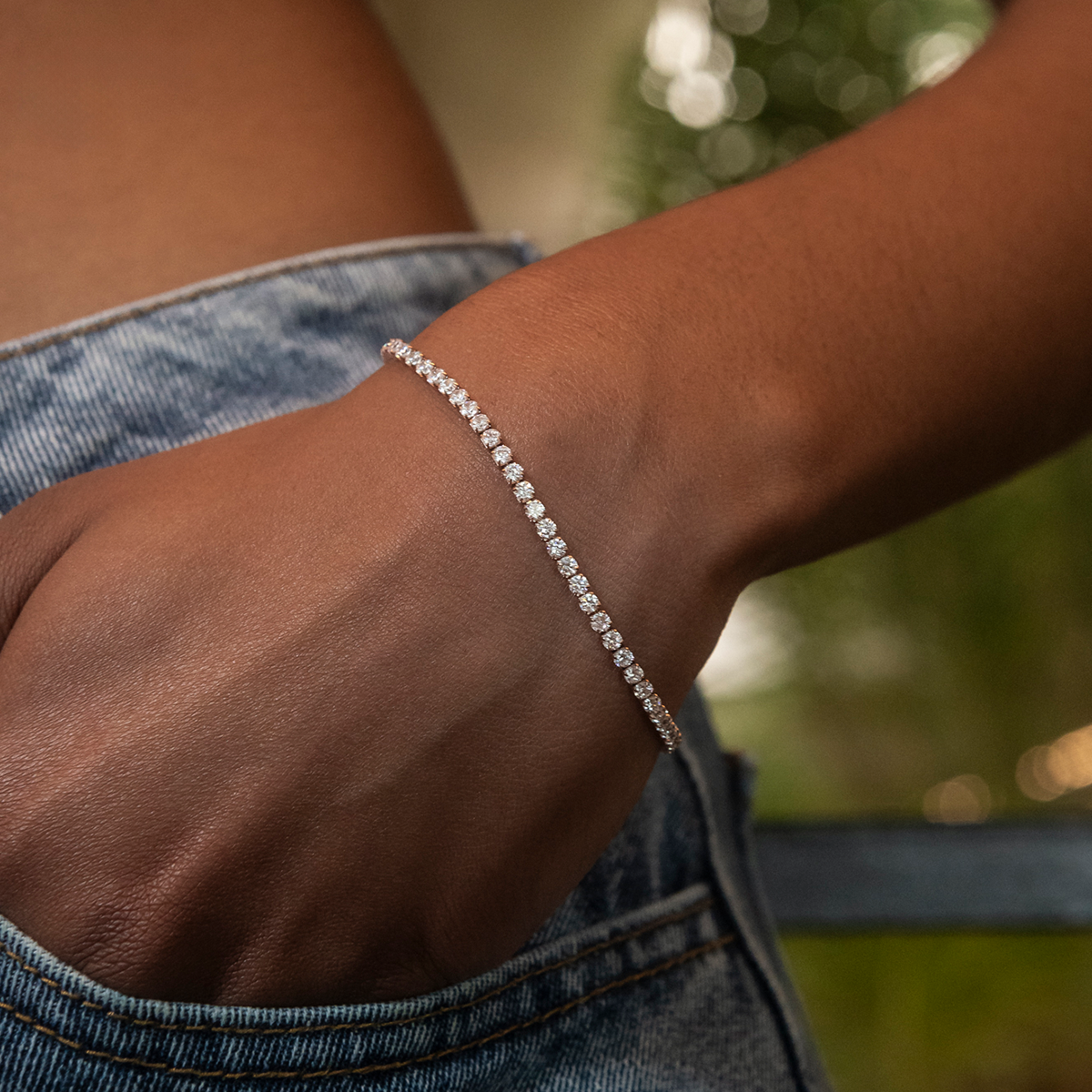 Micro Tennis Necklace + Bracelet Bundle in Rose Gold