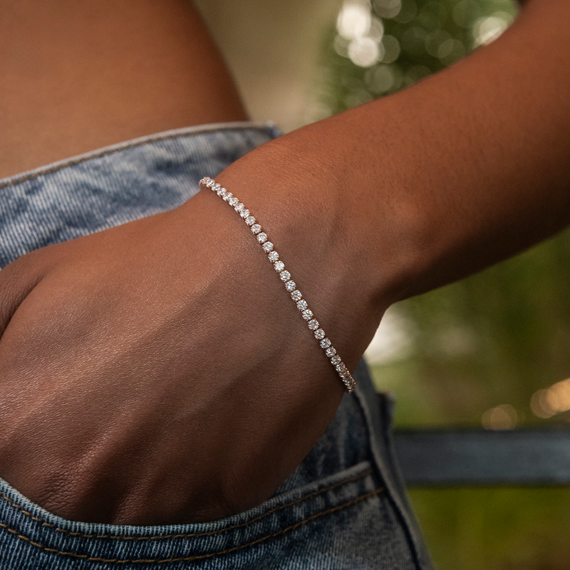 Micro Tennis Necklace + Bracelet Bundle in Rose Gold