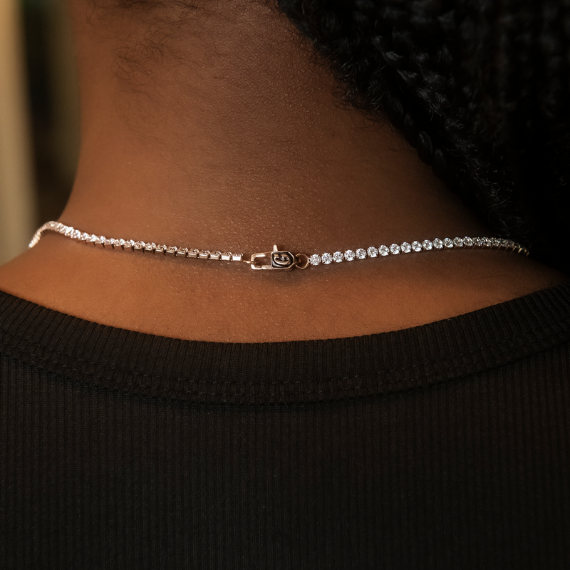 Micro Tennis Necklace in Rose Gold