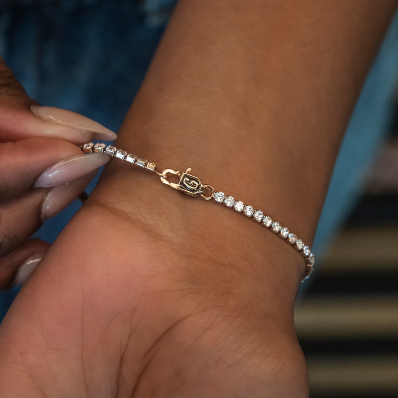 Micro Tennis Necklace + Bracelet Bundle in Rose Gold