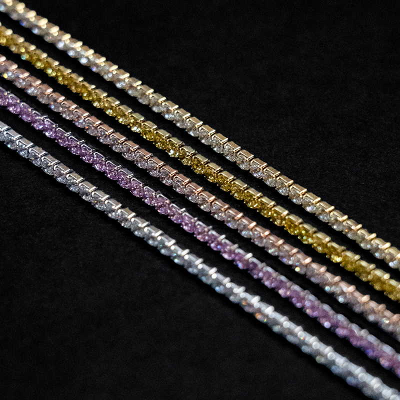 Pink Diamond Micro Tennis Chain in White Gold