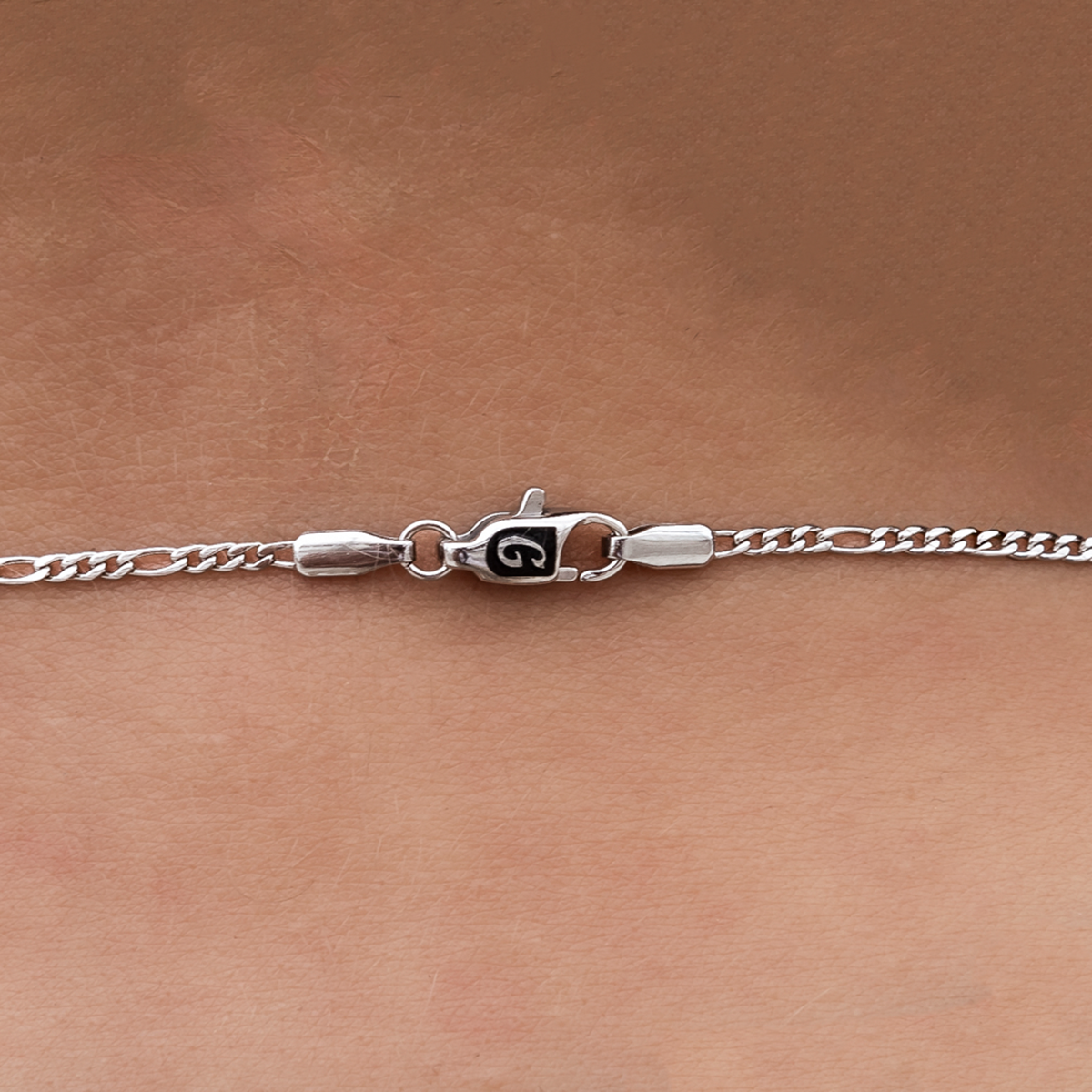 Figaro Necklace + Bracelet Bundle in White Gold- 2mm
