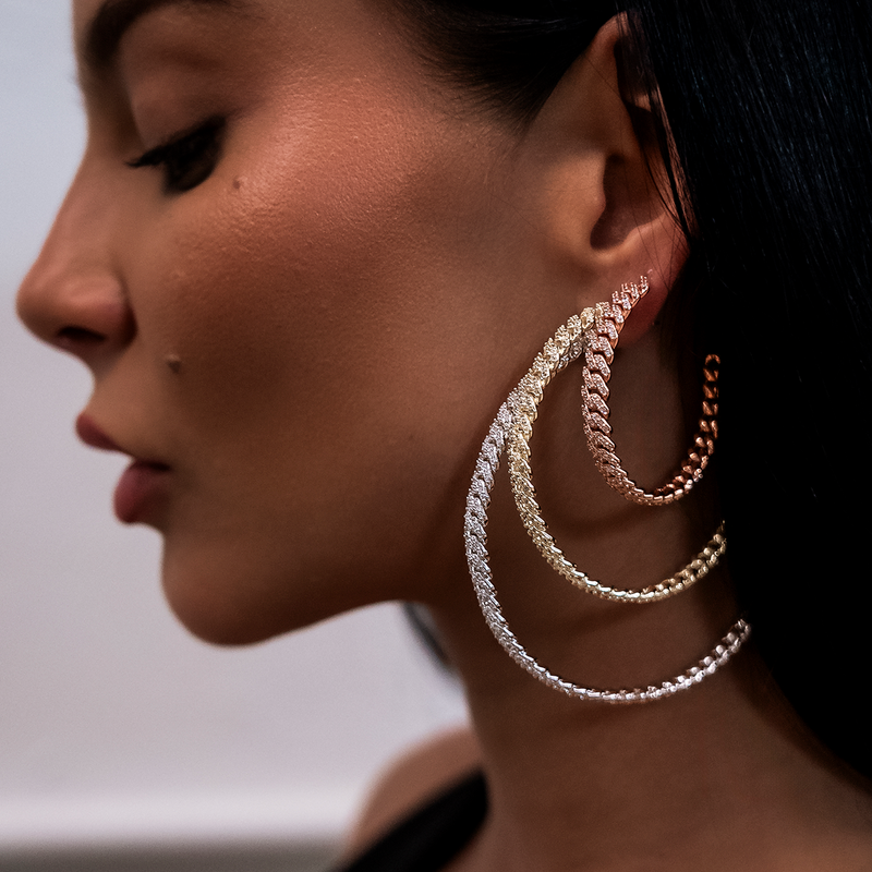Diamond Prong Hoop Earrings in White Gold