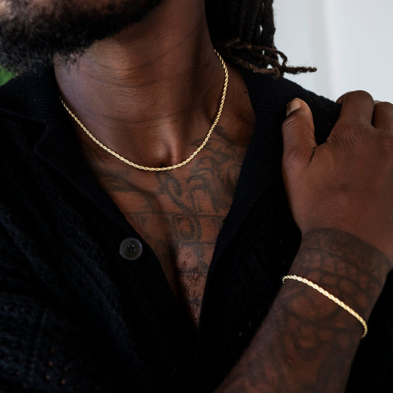 Rope Chain + Bracelet Bundle in Yellow Gold- 2mm