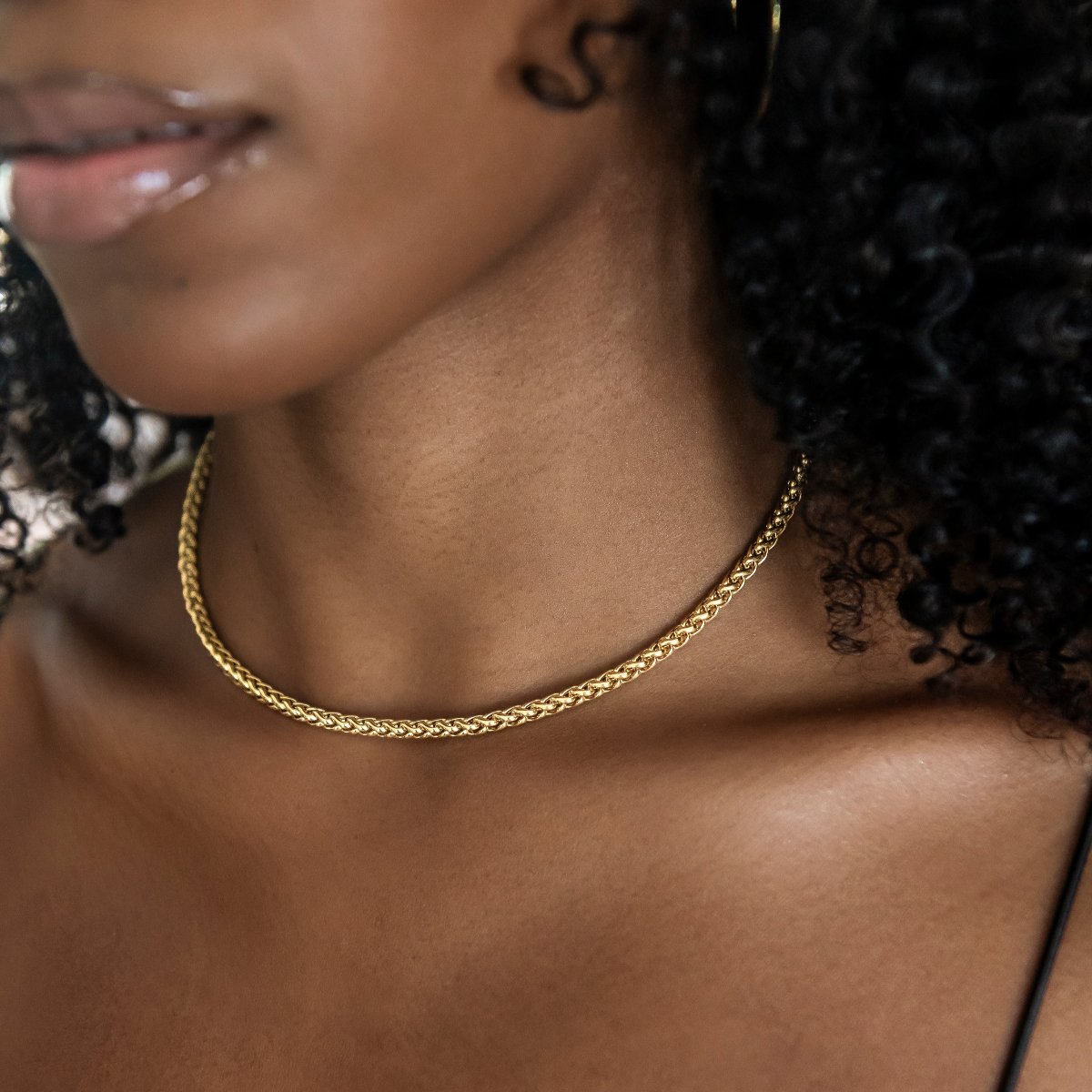 Palm Chain Necklace + Bracelet Bundle in Yellow Gold- 4mm