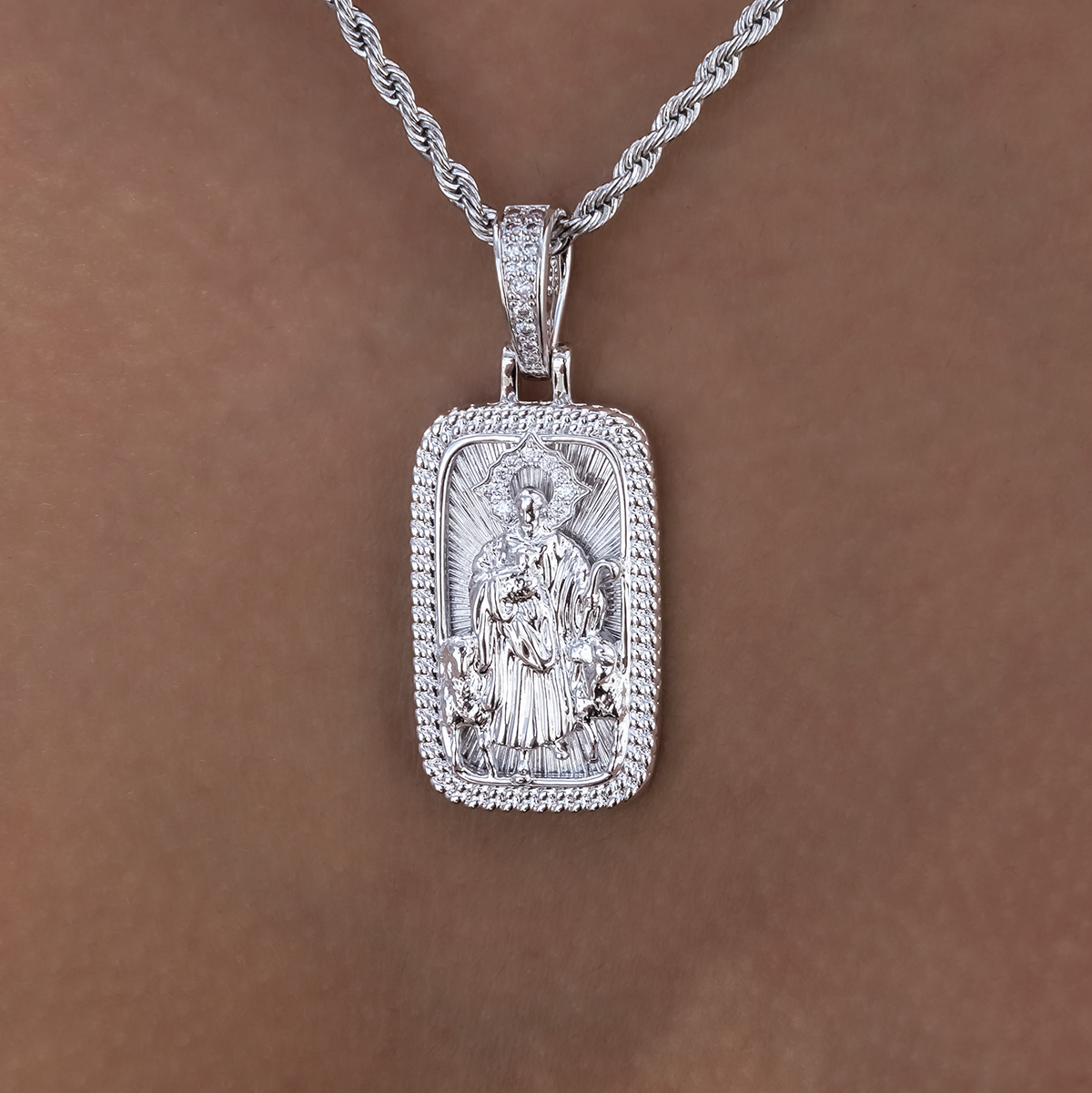 Icon Shepherd Pendant in White Gold