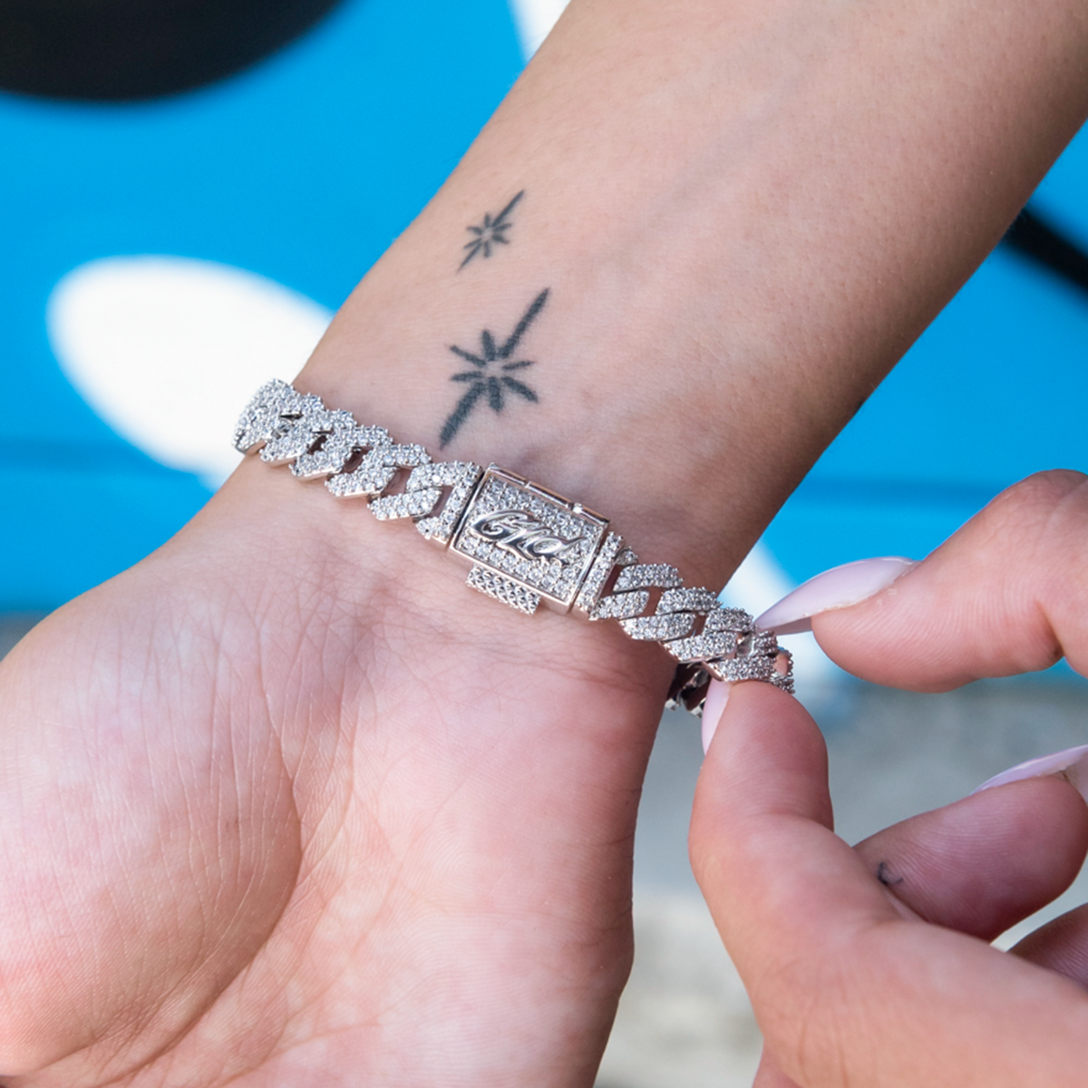 Los Angeles Dodgers Official MLB Diamond Prong Cuban Bracelet in White Gold- 8.5mm