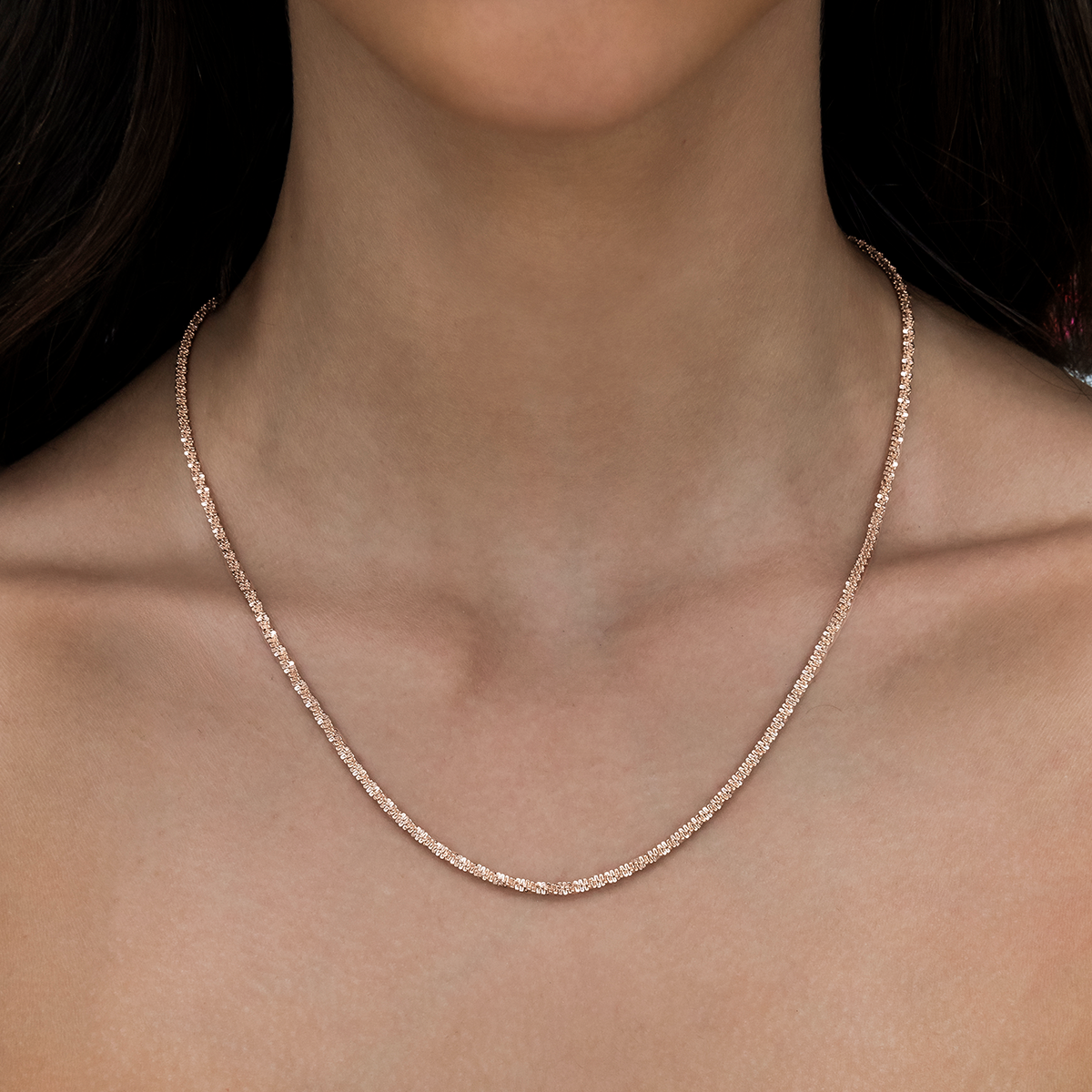 Popcorn Necklace in Rose Gold- 2mm
