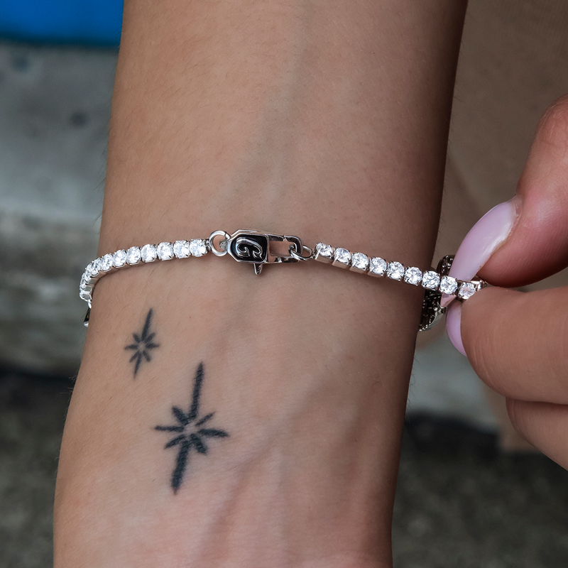 Micro Tennis Butterfly Necklace + Bracelet Bundle in White Gold