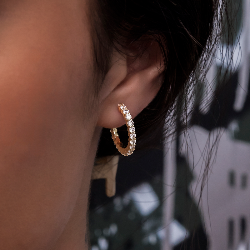 Eternity Huggie Earrings in Yellow Gold