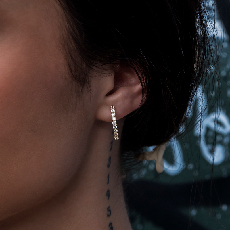 Eternity Huggie Earrings in Yellow Gold