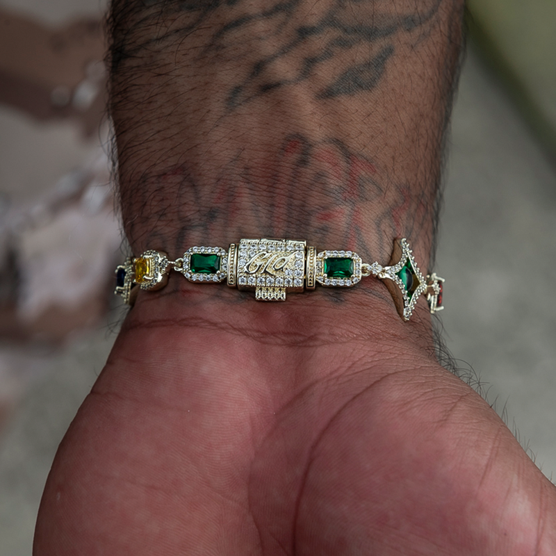 Colored Gemstone Chain + Bracelet Bundle in Yellow Gold