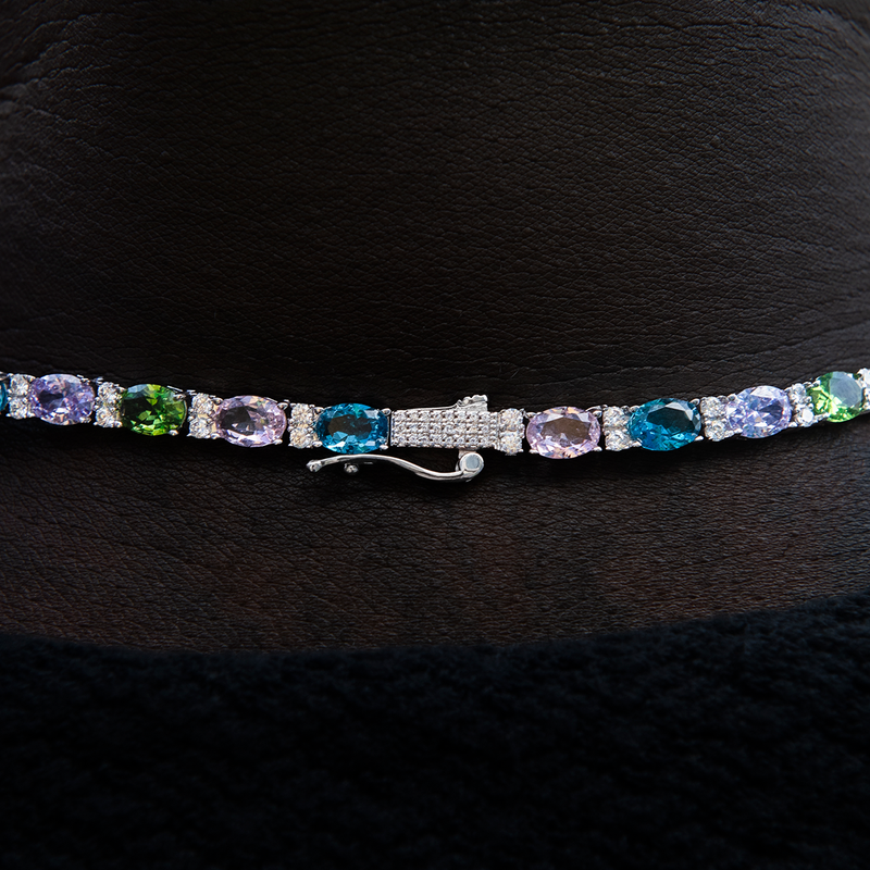 Multicolor Mixed Oval Cut Tennis Royal Stones Chain- 5mm