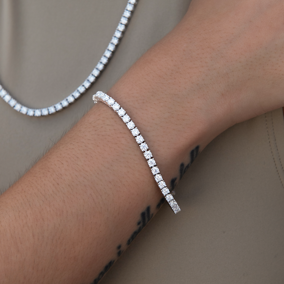 Women's Moissanite Diamond Tennis Bracelet in White Gold Vermeil- 3mm