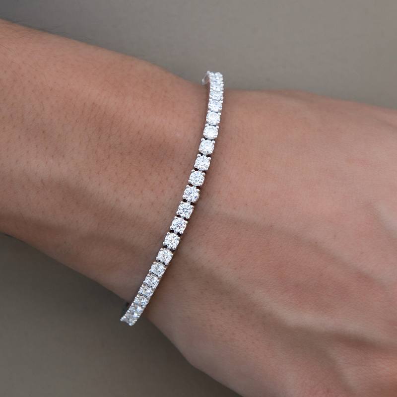 Women's Moissanite Diamond Tennis Bracelet in White Gold Vermeil- 3mm