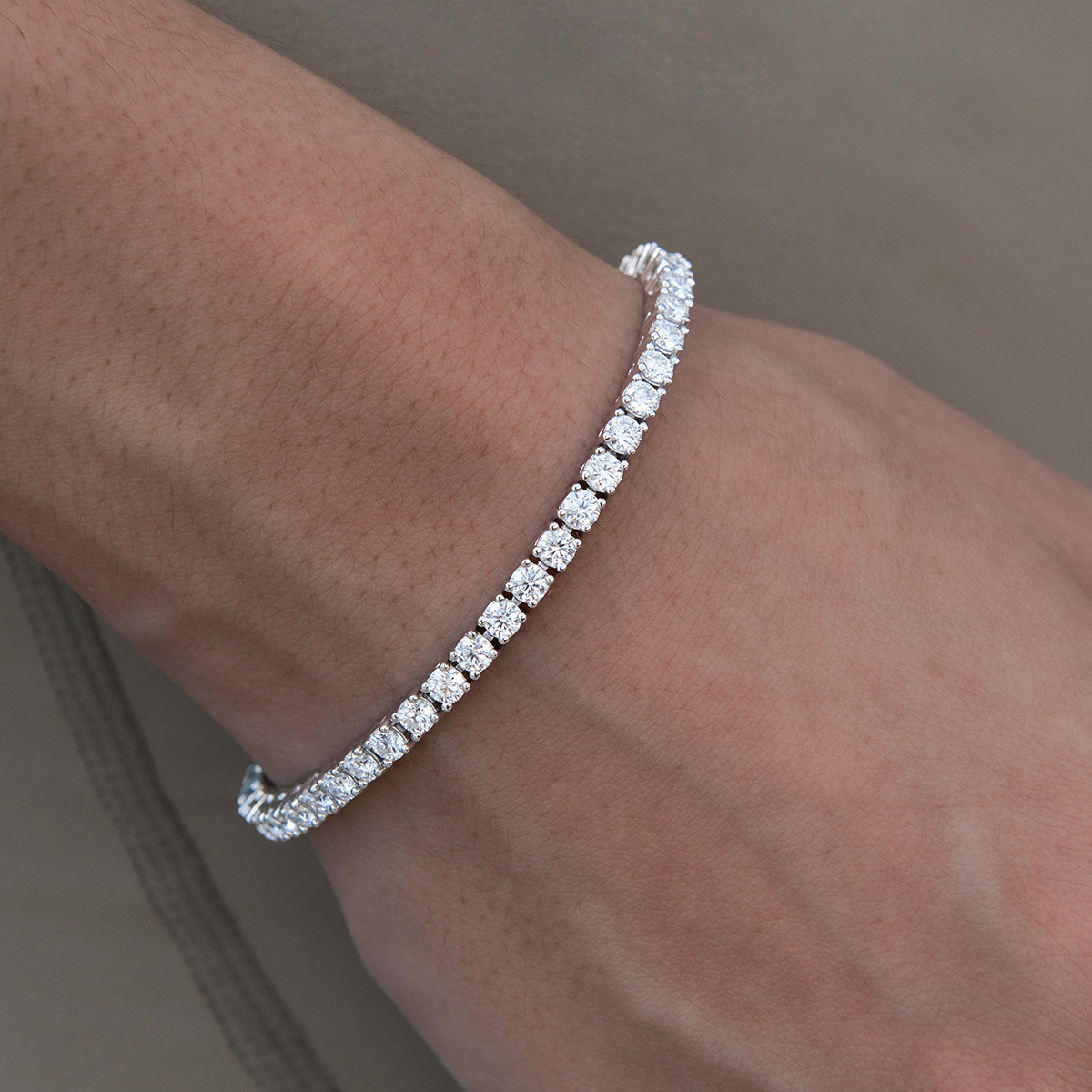 Women's Moissanite Diamond Tennis Bracelet in White Gold Vermeil- 3mm