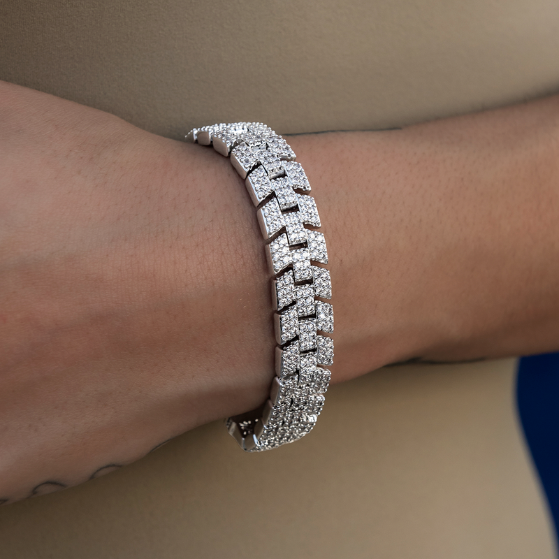 Diamond Spine Necklace + Bracelet Bundle in White Gold