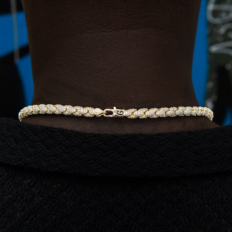 Diamond Pave Snake Link Chain + Bracelet Bundle in Yellow Gold- 6mm
