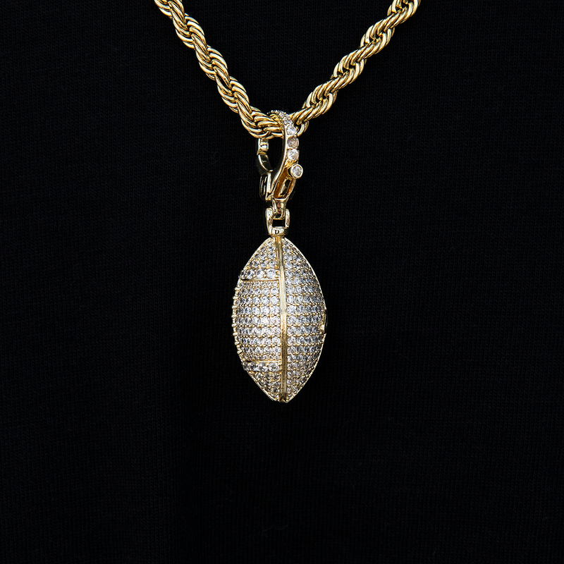 Football Clip On Pendant in Yellow Gold