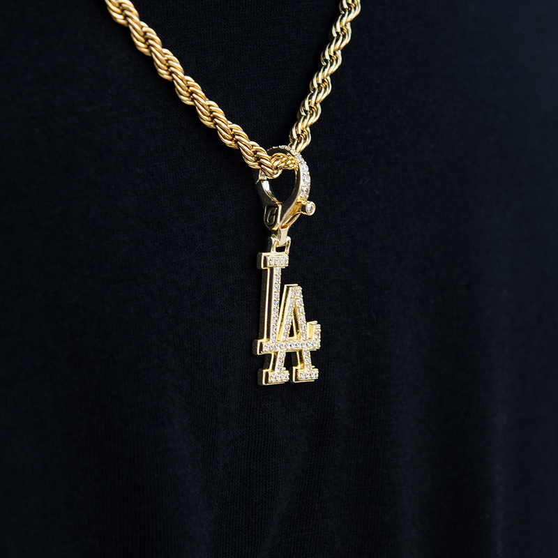 Los Angeles Dodgers Official MLB Micro Logo Clip On Pendant in Yellow Gold