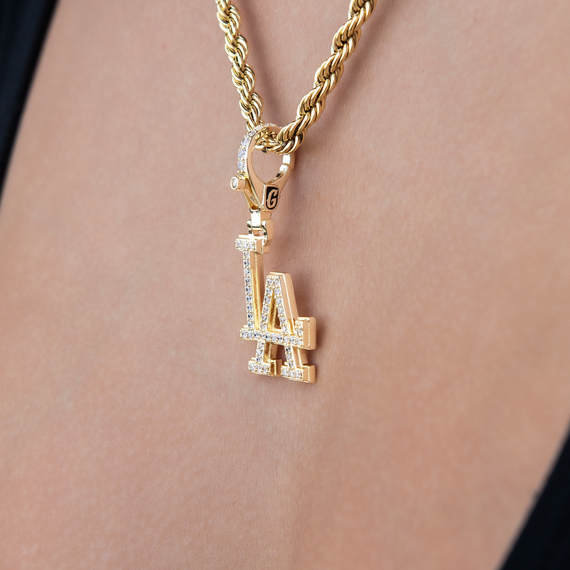 Los Angeles Dodgers Official MLB Micro Logo Clip On Charm Pendant in Yellow Gold