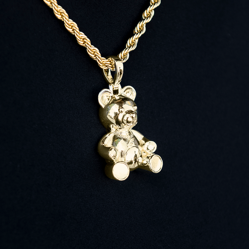Cuban Cub Bear Pendant in Yellow Gold