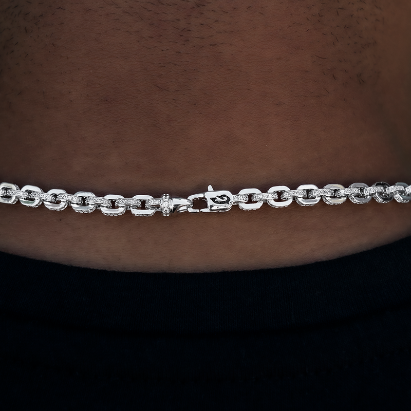 Iced Box Chain in White Gold