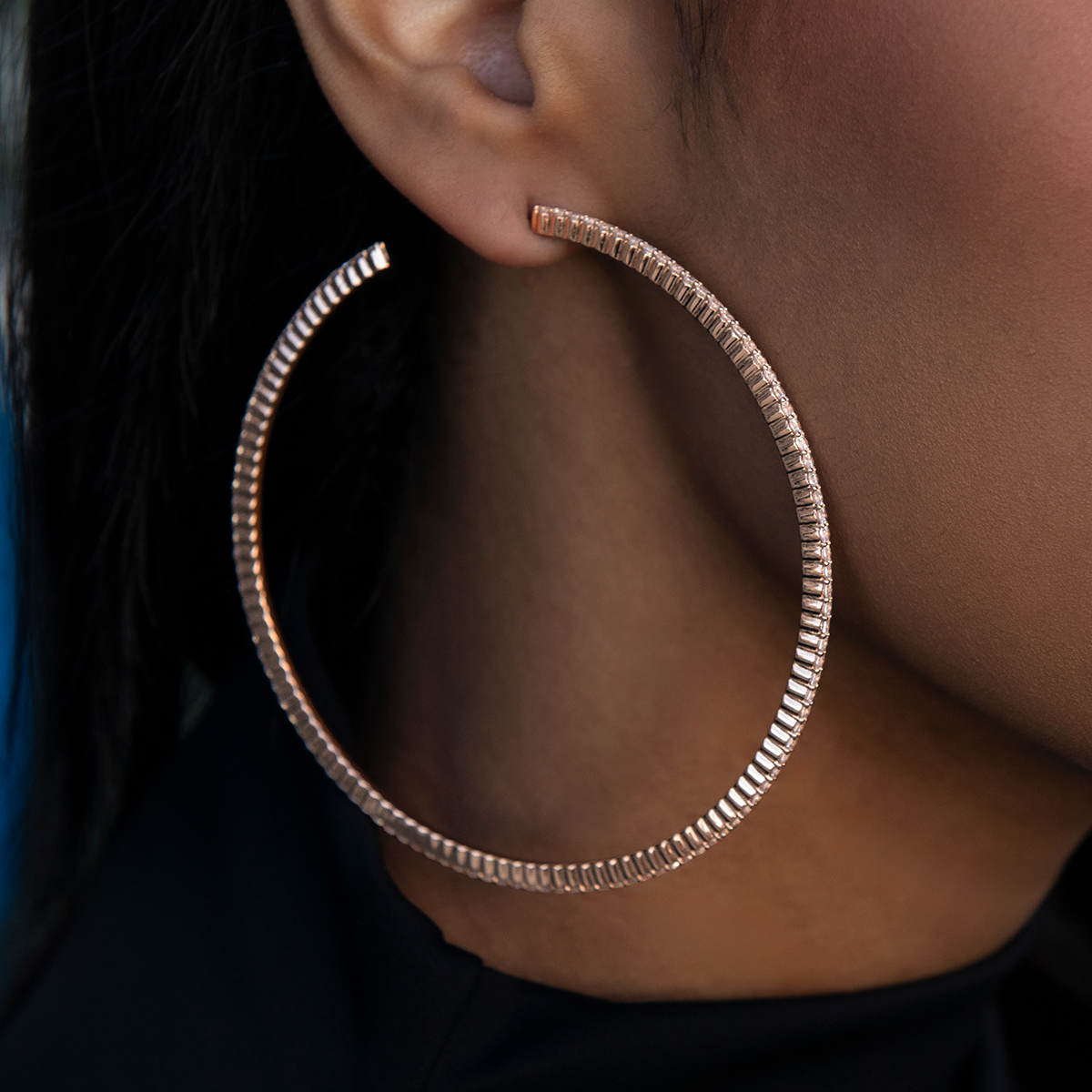 Eternity Hoop Earrings in Rose Gold-2MM