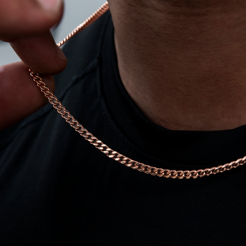 Micro Cuban Chain in Rose Gold- 3mm