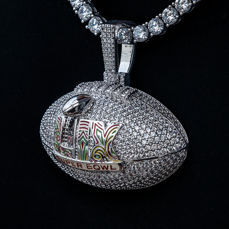 Super Bowl LIX Football Pendant - White Gold