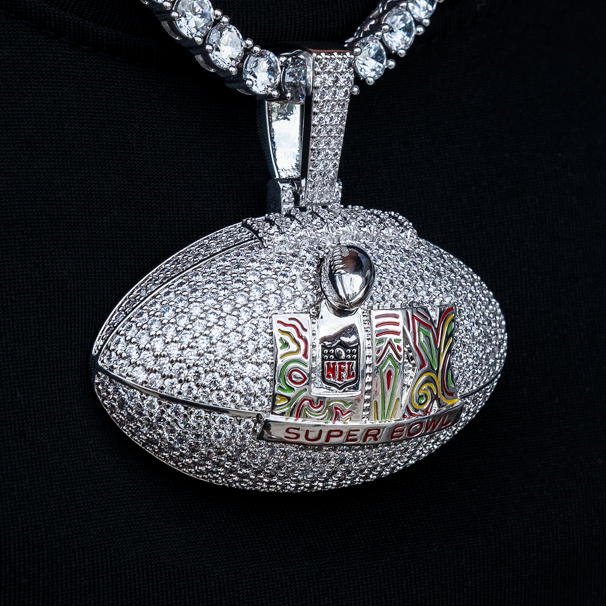 Super Bowl LIX Football Pendant - White Gold
