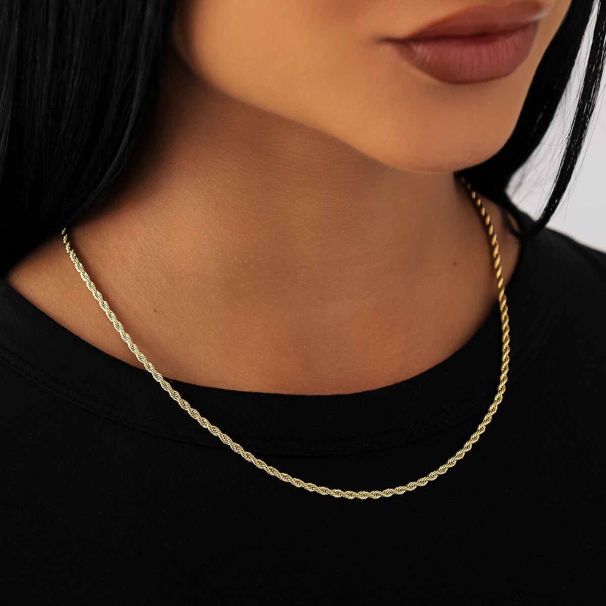Rope Necklace in Yellow Gold - 2mm