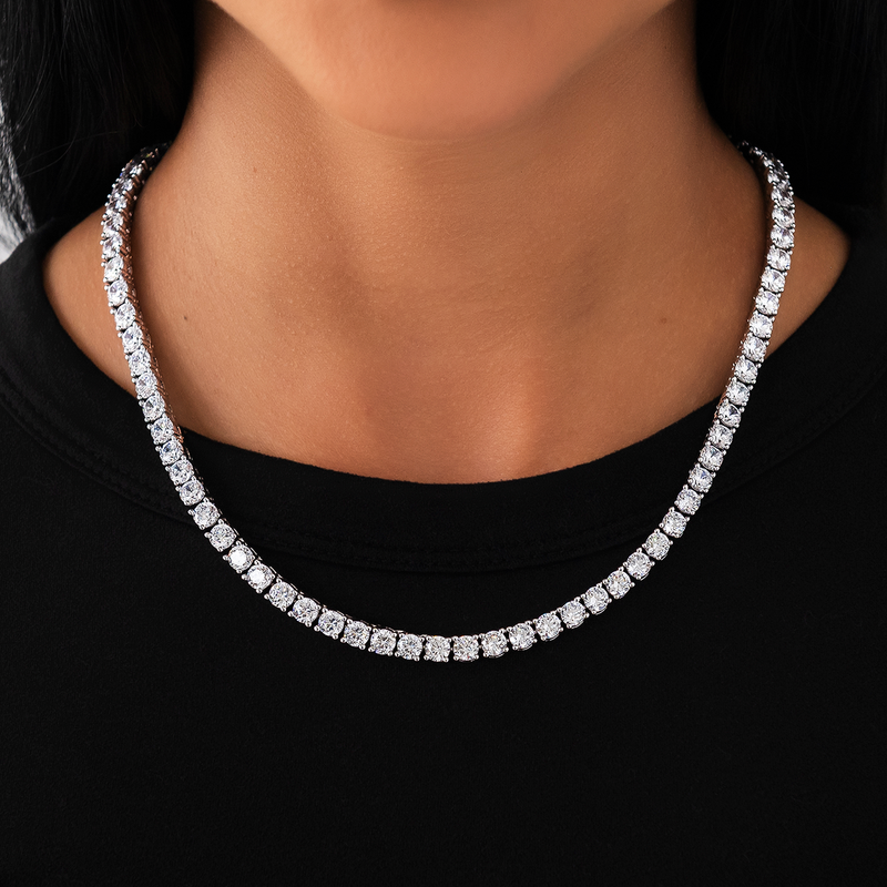 Diamond Tennis Necklace in White Gold- 5mm