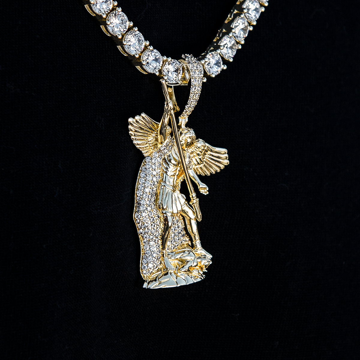 Saint Michael Pendant in Yellow Gold