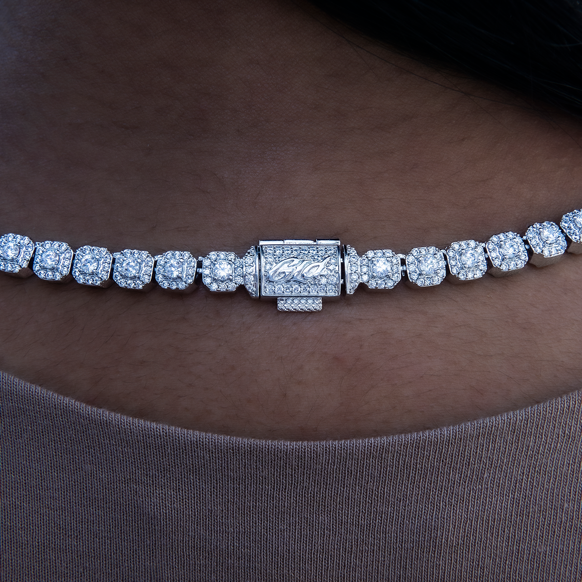 Micro Clustered Tennis Necklace + Bracelet + Earring Bundle in White Gold