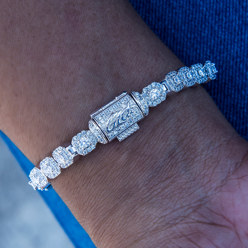 Women's 6MM Clustered Moissanite Tennis Bracelet in White Gold Vermeil