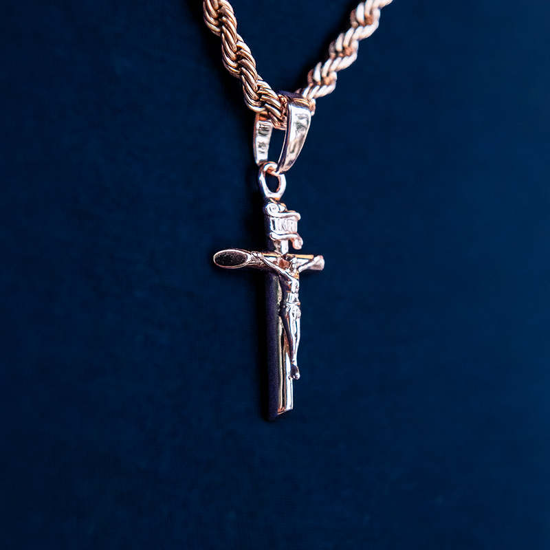 Crucifix Cross Pendant in Rose Gold