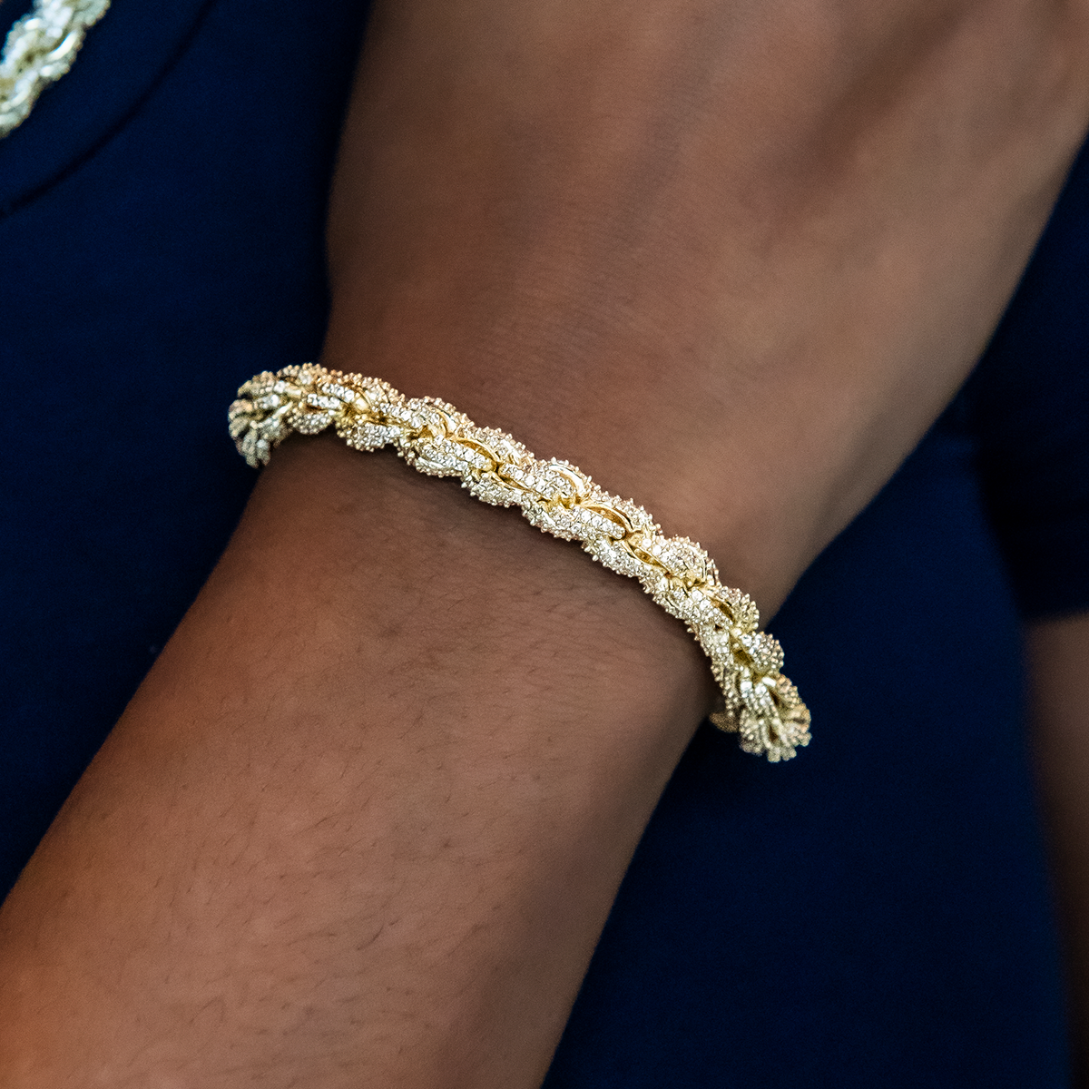 Diamond Rope Necklace + Bracelet Bundle in Yellow Gold- 8mm