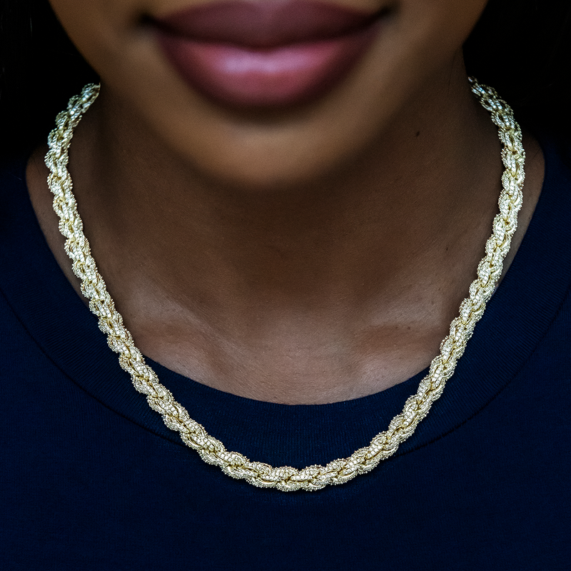 Diamond Rope Necklace + Bracelet Bundle in Yellow Gold- 8mm